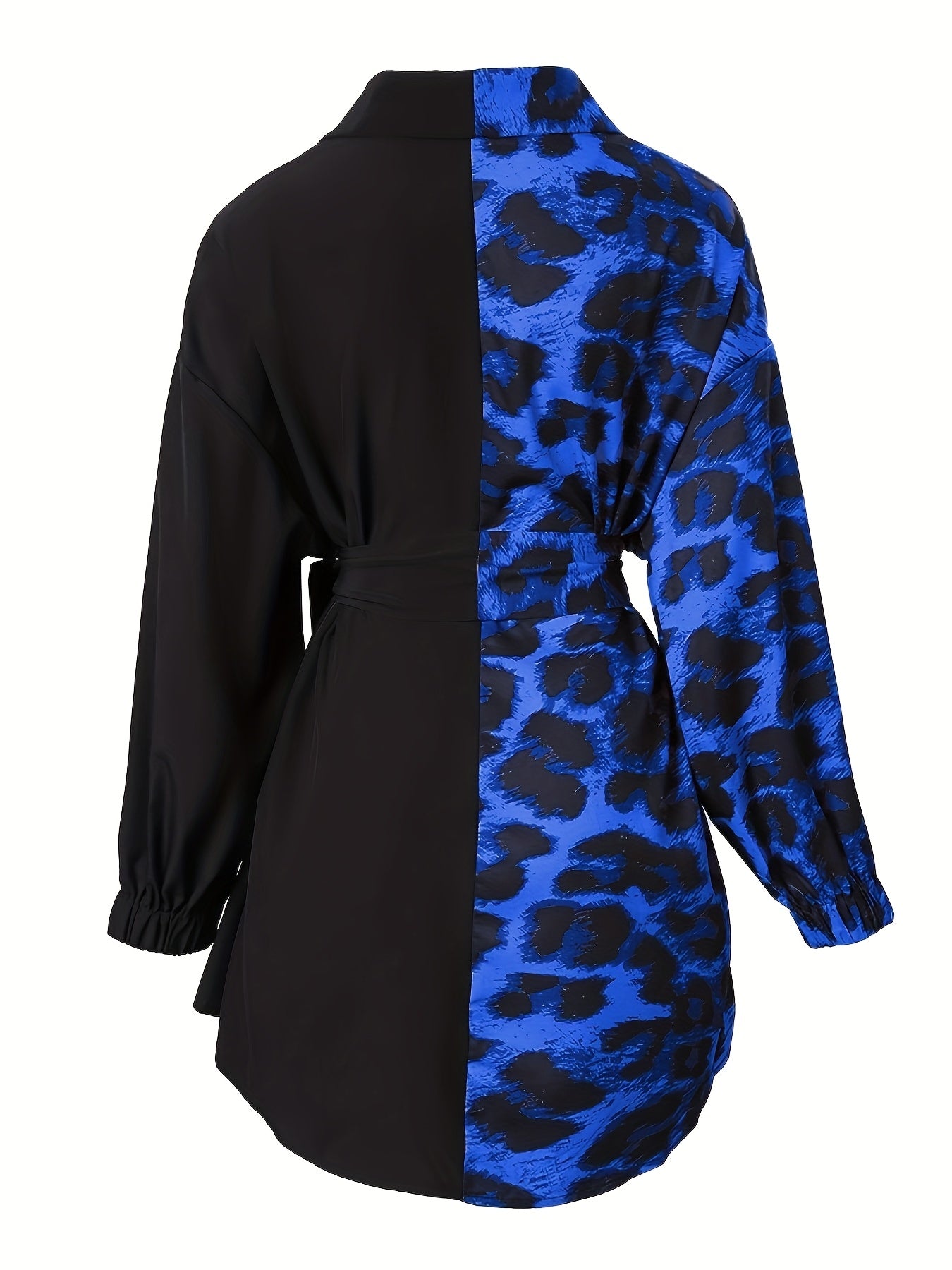 Women'S Leopard Print Wrap Dress with V-Neck and Button Details - Stylish Black and Brown Pattern, Perfect for All Seasons, Casual to Semi-Formal Attire, Casual Attire|Vneck Dress|Wrap Dress