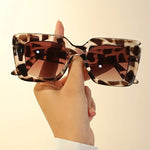 Stylish Leopard Print Square Fashion Glasses for Women - Gradient Lenses, Durable Plastic Frame, Perfect for Beach Parties & Vacations, Beach Party Accessory | Chic Leopard Glasses | Bold Pattern Design