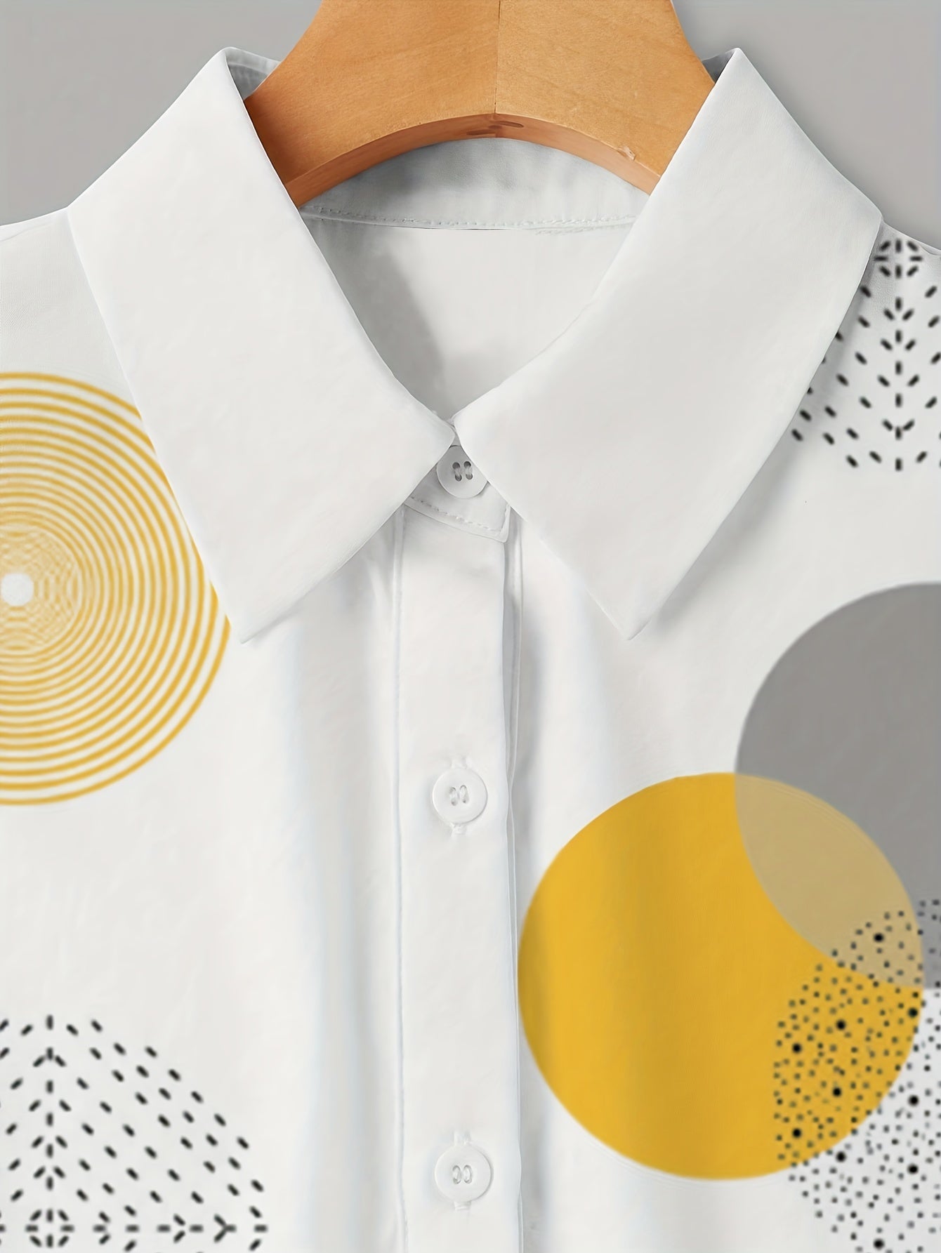 Casual Machine Washable A-Line Dress - Chic Geometric Print with Button Front and Collar - Perfect for All Seasons