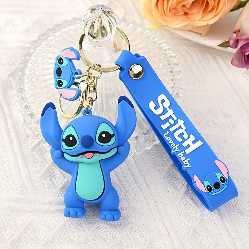 A New Disney Stitch Keychain Figure, Creatively Designed, Featuring a Cute Silicone Stitch Pendant. It Makes a Perfect Gift for Family, Friends, Or Your Significant Other for Occasions Like Easter, Valentine'S Day, Or Birthda