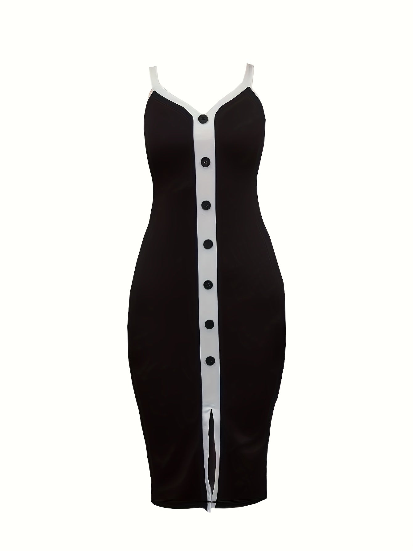 Color-Blocked Fitted Mid-Length Dress