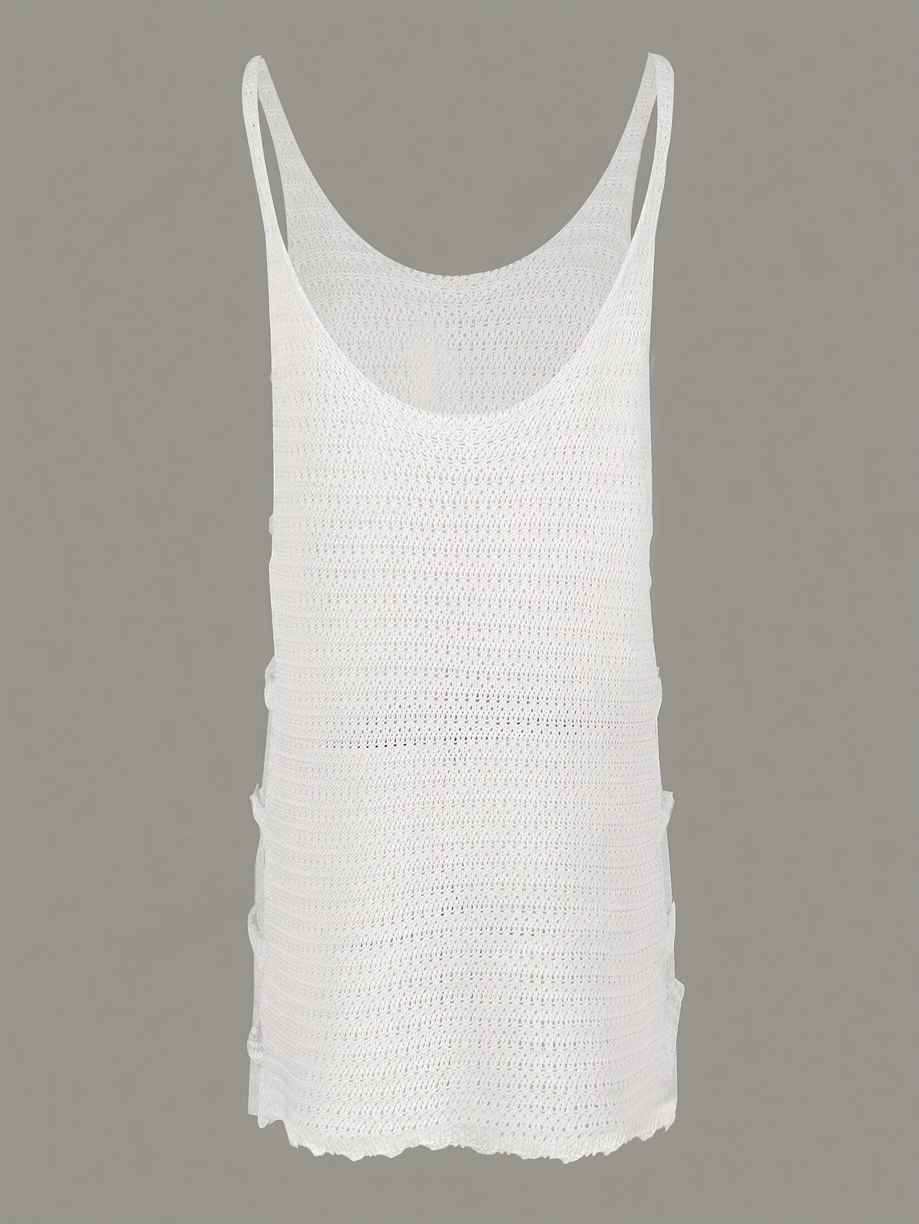 Women'S Sleeveless Knit V-Neck Mini Dress with Side Cut-Outs and Flared Hem - Solid Color, Ribbed Detail, Summer Beachwear Swimsuit Cover-Up, Women'S Fashion|Elegant Vneck Dress|Intricate Detailing