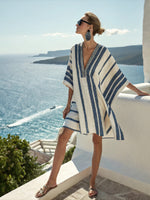 Womens V-neck Dress For Beach Vacations 3D-printed Relaxed Fit