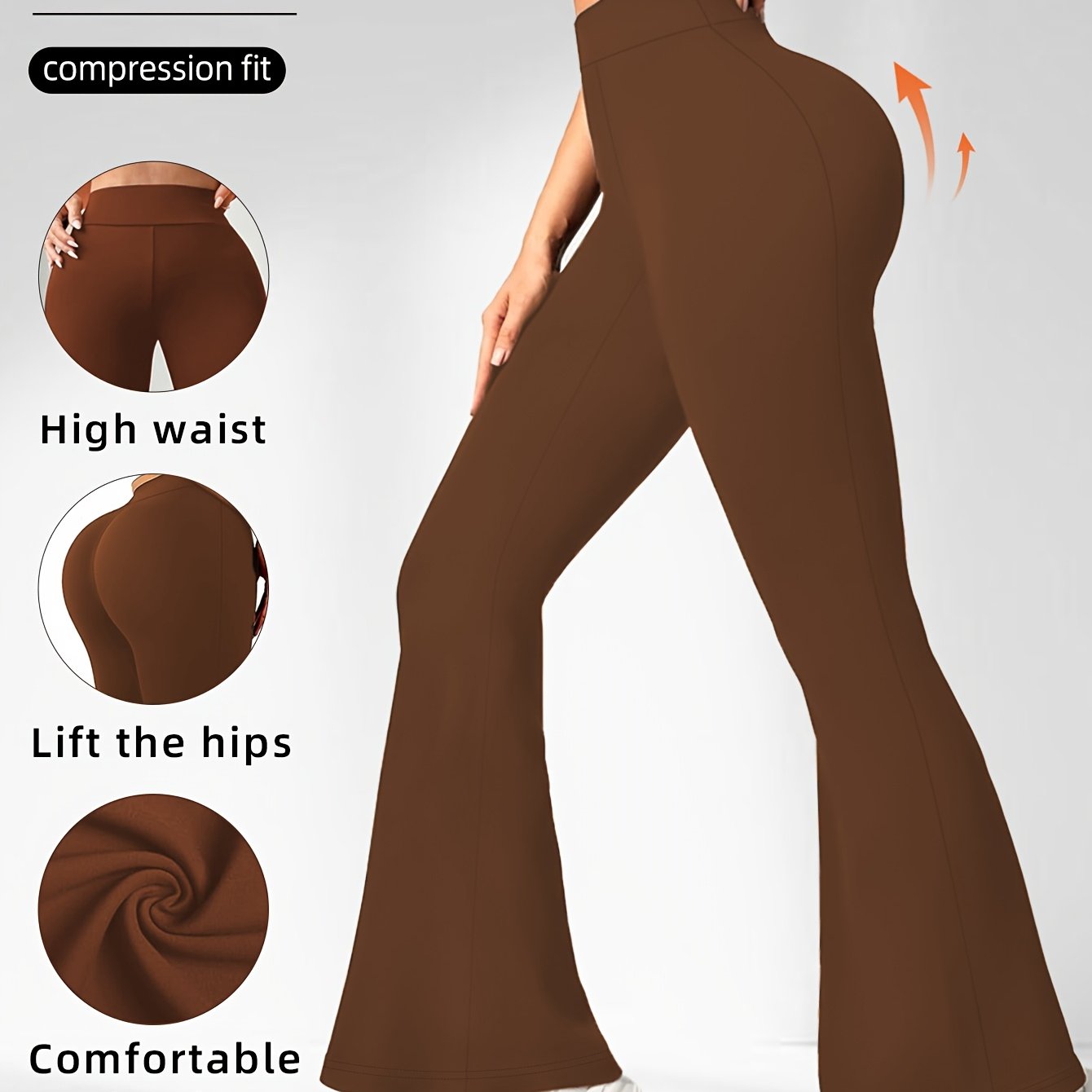 1 pair of Women's bootleg yoga pants, tummy control fitness leggings with non-transparent flared design