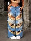European And American Fashion Holes Long Ladies Jeans