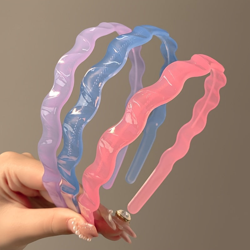 Hairband for Women in Jelly Color, Face Washing, Hair Pressing, Teeth, Waves, Anti-slip Headband, Women's Outing, Versatile Hair Clip, Temperament Headwear
