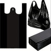 100pcs Black Plastic Bags with Handles, Large Black Supermarket Bags, Black T-Shirt Shopping Bags, Wholesale 20.5"X12.6", 35 Micron Heavy Duty