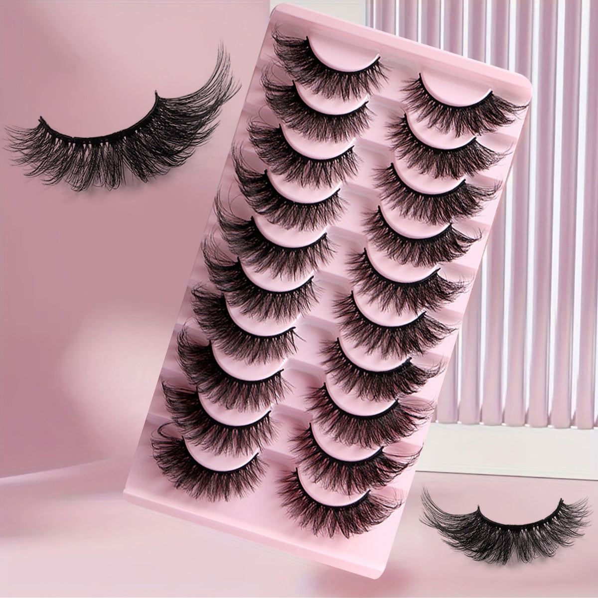 10 Pairs Cat Eye False Eyelashes Set, Russian DD Curl, Natural Fluffy Extra Thick, D Curl, 10-18mm Length, Reusable, Easy to Apply, Unscented, Beginner Friendly, Multiple Pairs for Dramatic Eye Makeup Effect