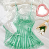Sexy Hollow Out Mint Green Lace Babydoll Lingerie Matching G-String Panties Included Flowy Silhouette With Lace Accents Adjustable Straps For Comfort