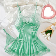 Sexy Hollow Out Mint Green Lace Babydoll Lingerie Matching G-String Panties Included Flowy Silhouette With Lace Accents Adjustable Straps For Comfort