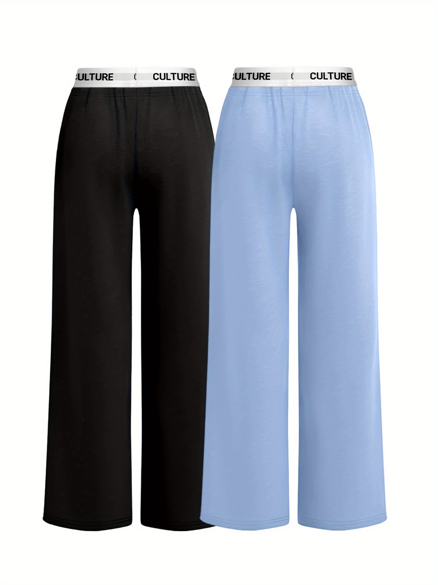 2-Pack Women'S Casual Loose-Fit High-Waisted Sweatpants, Geometric Print, Knit Fabric, Polyester, Straight Leg, Adult, All-Season, Fashion Pants