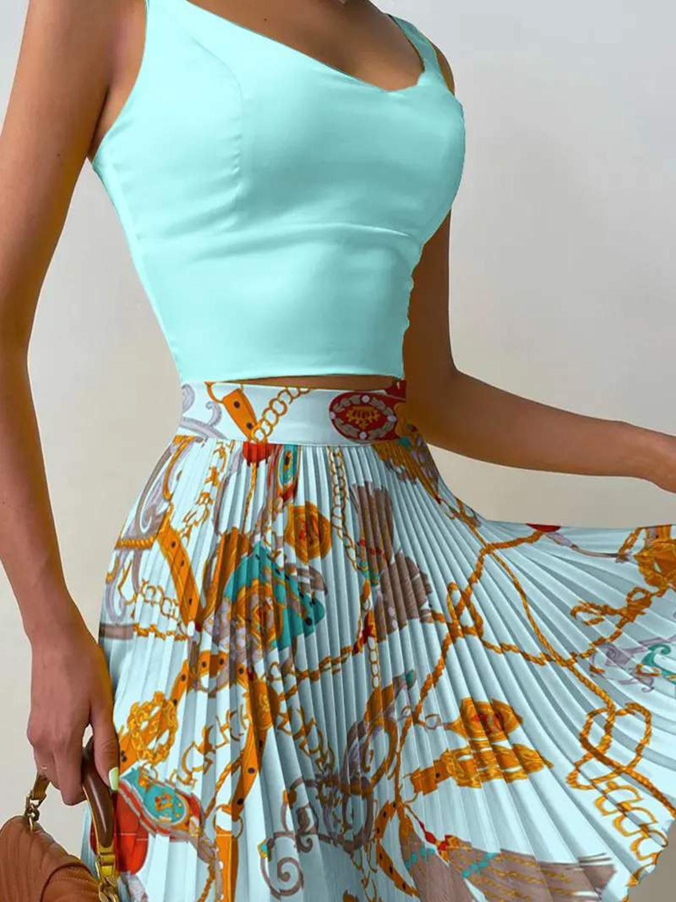 Trendy Summer Set, Cute Crop Top and Skirt