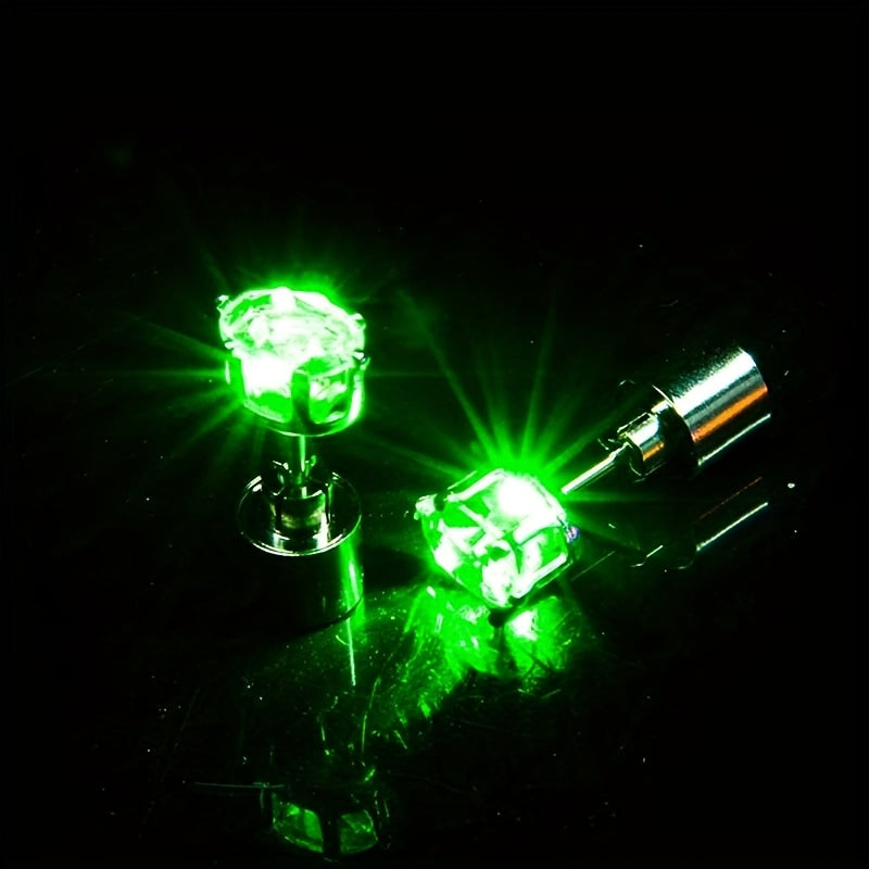7 Colors Available Blue Pink Purple Green White Violet Orange Luminous Earrings, Men's LED Studs, Women's Glowing Ear Tops, Halloween Gift for Boyfriend and Girlfriend One Pair