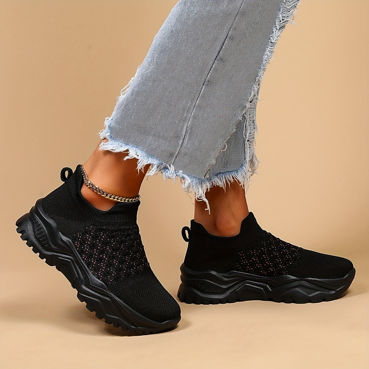 Women's Simple Plain Lace Up Low Top Sneakers - Casual Breathable Lightweight Socks Shoes, Minimalist Running Shoes Sporty Sneakers - For Women - Suitable for Running, Walking, Everyday Wear - Perfect Gift for Fitness Enthusi