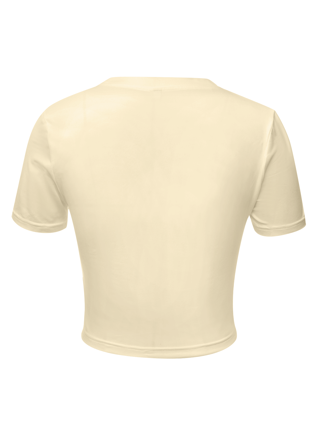 Women's Y2K Geometric Number 14 Print Crop T-Shirt - Soft Casual Top, Light Yellow with White Numerals, Spring Summer Versatile Tee, Distressed Style, Machine Washable Fabric, Comfortable Fit