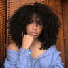 16" Soft & Fluffy Afro Kinky Curly Wig with Bangs - Natural Black Human Hair for Women, Perfect for Daily Wear, Parties, and Cosplay