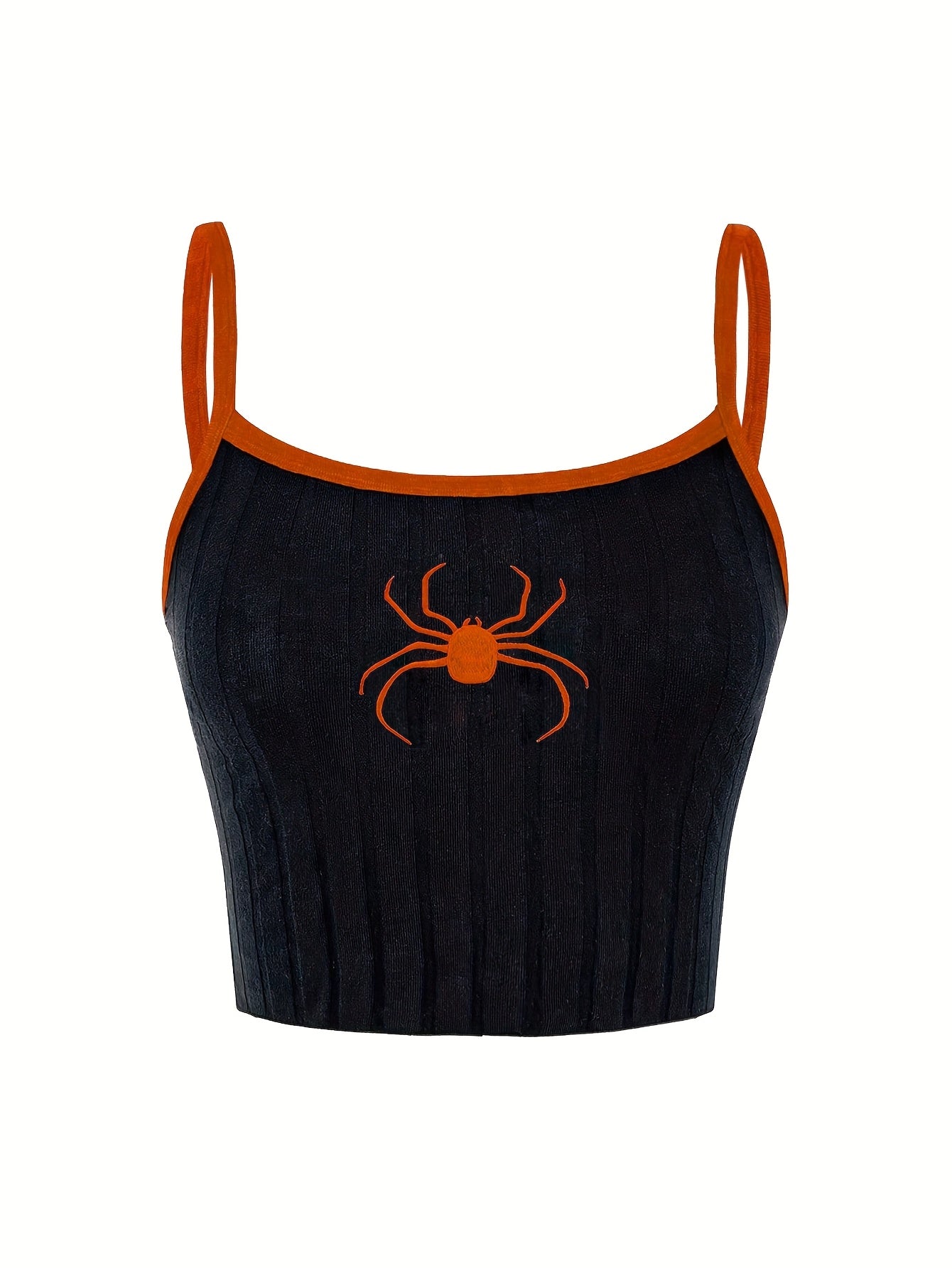 Girls' Butterfly Embroidered Ribbed Cami Top - Stretchy Cotton Blend, Machine Washable - Perfect for Spring/Summer