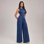 Denim Overalls Sleeveless Wide-leg Slim-fit Suspender Pants