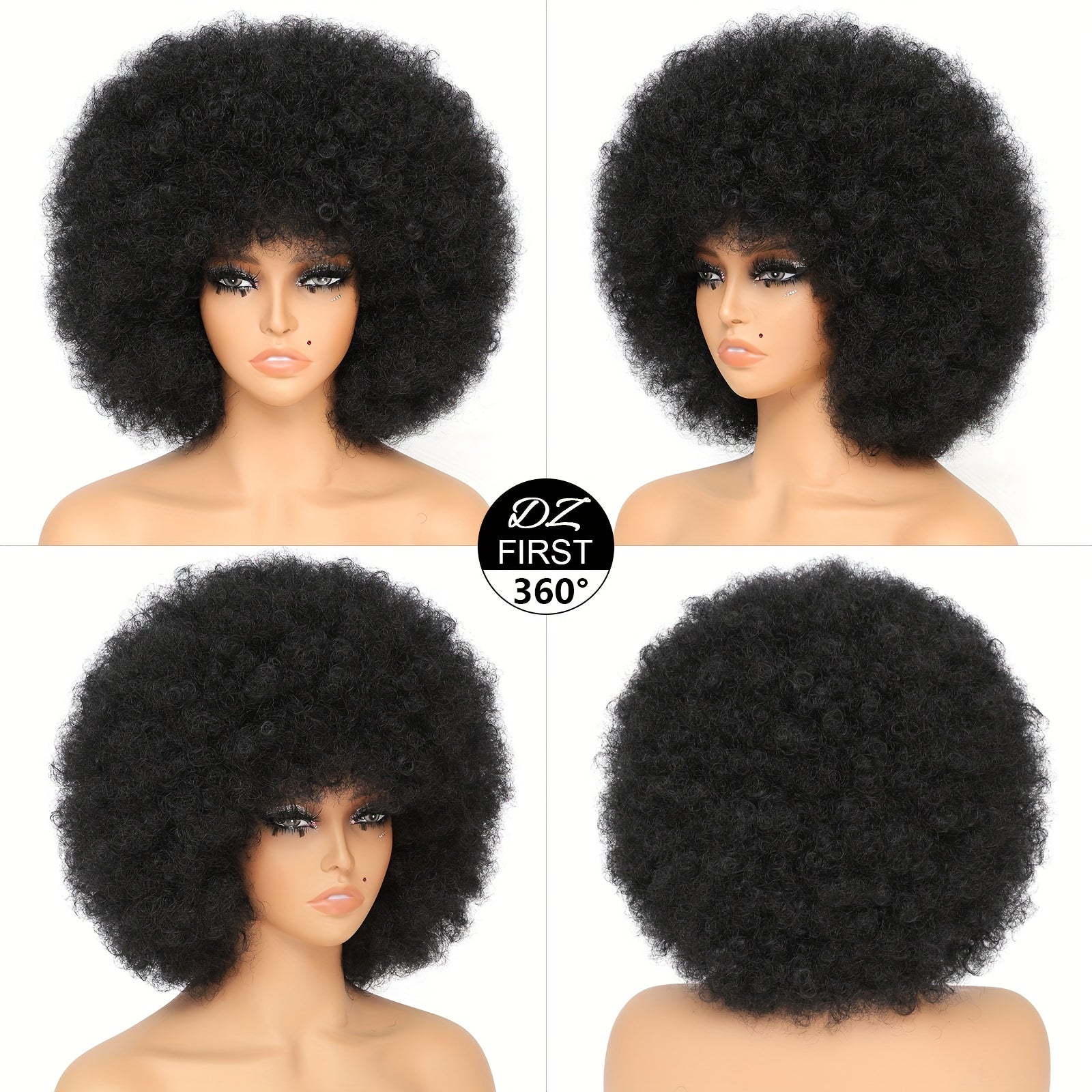 10 Inch Afro Kinky Curly Wigs 70s 80s Wigs Large Bouncy And Soft Natural Looking Full Puff Wigs For Party Cosplay Daily Wear