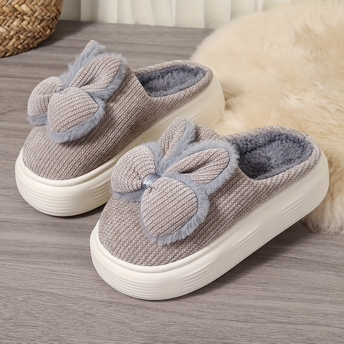Cute Solid Color Slippers, Casual Slip on Plush Lined Shoes, Comfortable Indoor Home Slippers, Valentine'S Day Gifts