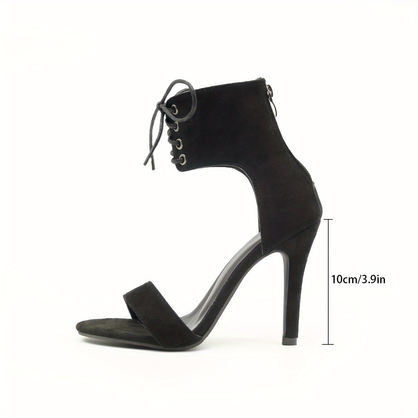 Women's Solid Color Stiletto Heeled Sandals, Fashion Open Toe Dress Pumps, Stylish Lace Up Heels