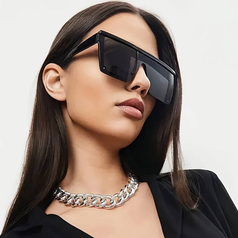 1 Pair Of New Europe And The United States Large Frame Women Men's High-end Fashion Glasses, The Perfect Gift for Friends, with Glasses Cloth Glasses Box, Fashion Glasses Storage Box.