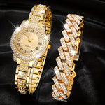 Charm Two Pieces; Simple and Elegant Ladies Round Dial Quartz Watch - Niche Luxury Bracelet with Fashion-Forward Design for Every Occasion