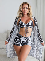 Womens Three-piece Bikini Swimsuit With Boxer-style Bottoms