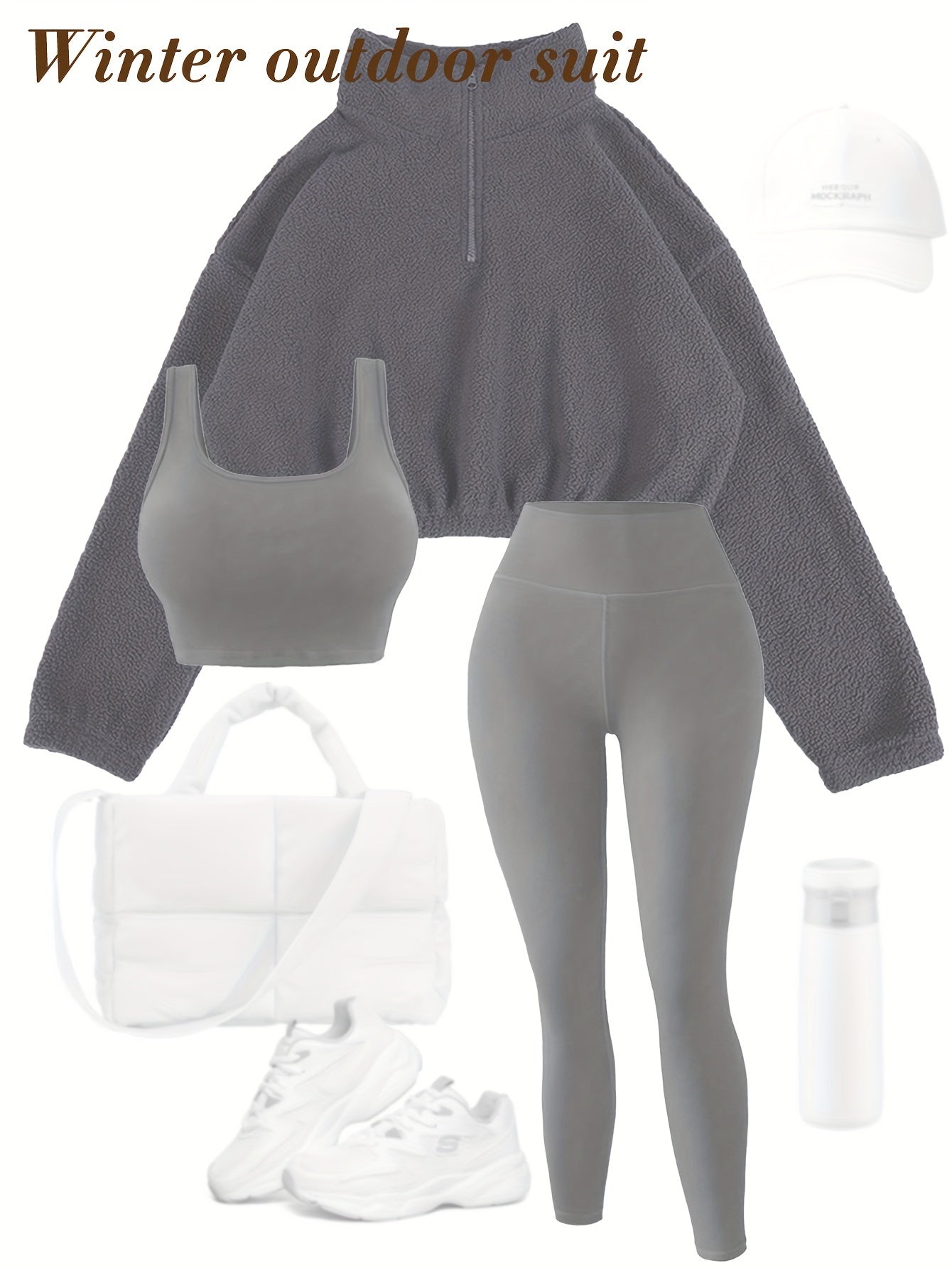 3pcs Maroon Fleece-Lined Yoga Outfit Set: Stretchy Sports Bra, High-Waist Leggings & Half-Zip Sweatshirt - Cozy, Slimming Autumn/Winter Workout Gear for Women, Casual Activewear|Elegant Sports Attire|Stretchy Polyester Blend