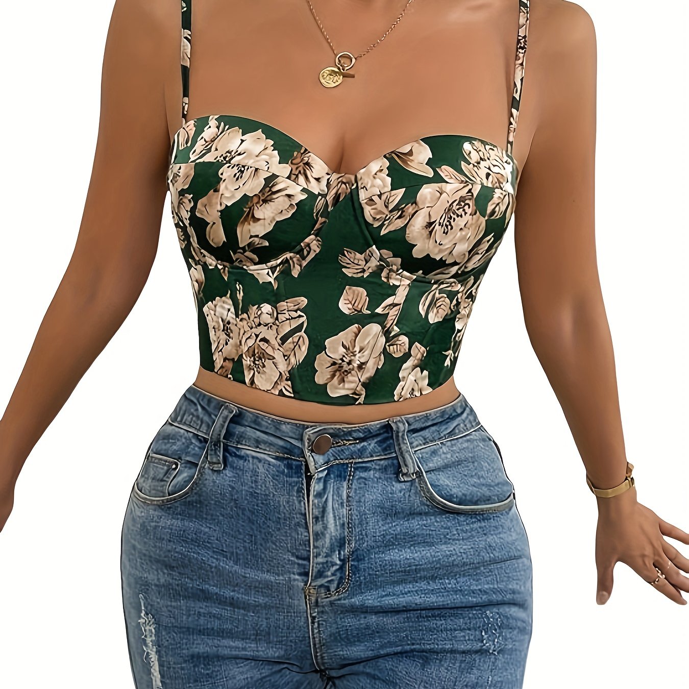 Vibrant Floral Lace Up Bustier Cami Top - Stylish Sleeveless Tank & Camis for Summer - Women's Fashion Clothing with Comfortable Design and Adjustable Straps