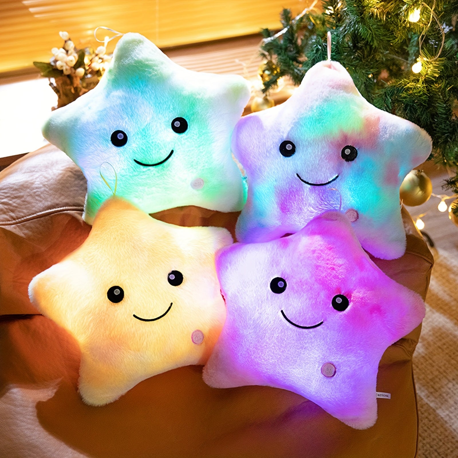 AKKUN Purple Glow in the Dark Star Plush Toy, Adorable Soft Star Shaped Stuffed Animal, Woven Polyester, Magical Nightlight, with Ideal Gift for Star Lovers and Cozy Spaces
