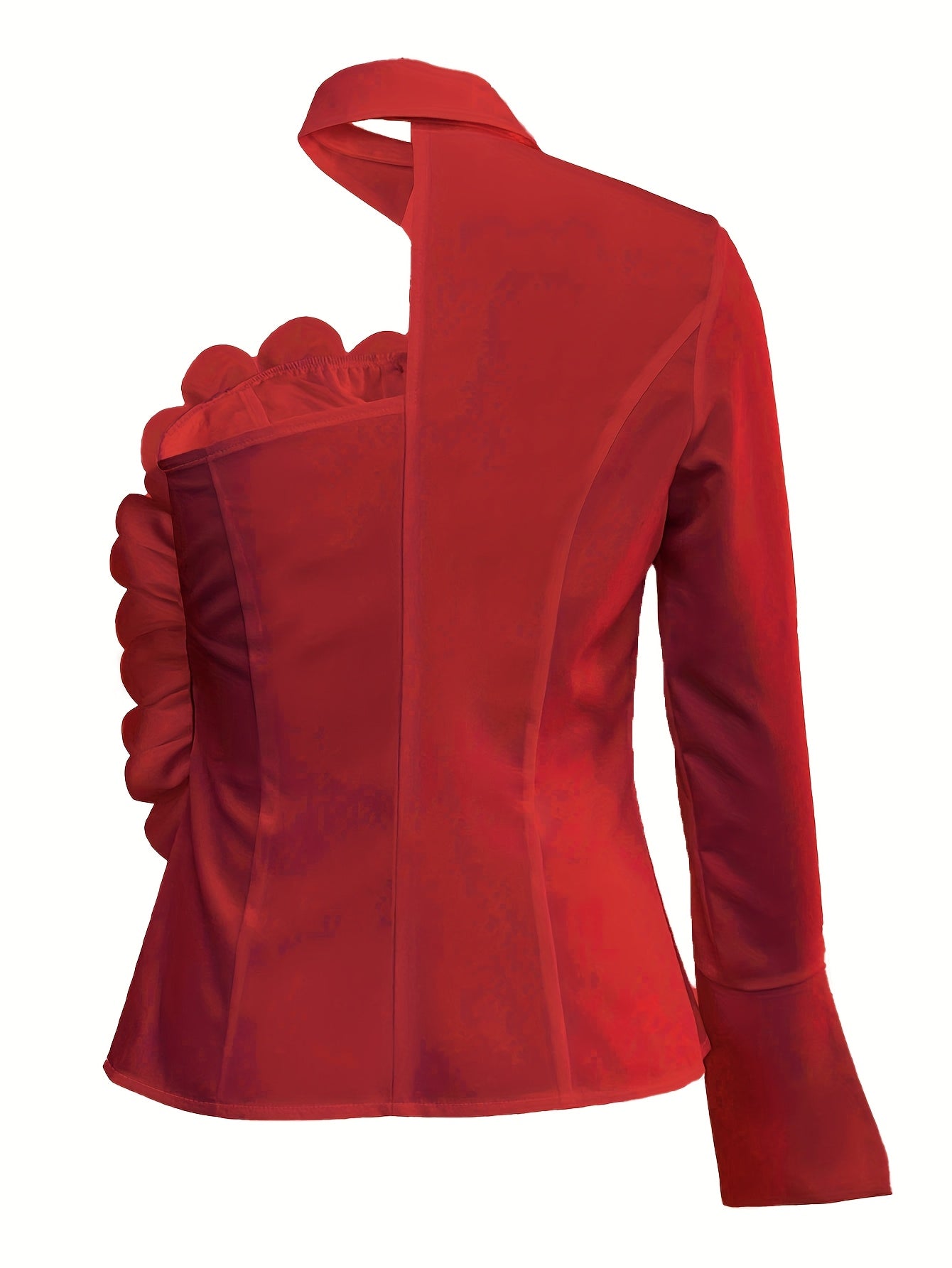 Women's Sexy Off-Shoulder Ruffled Blouse - Semi-Sheer Solid Color Top with Floral Accents, Machine Washable Spring/Summer Shirt for Casual & Formal Outfits