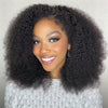 V Part Afro Kinky Curly Human Hair Wig for Women - 100% Brazilian Virgin Hair, 250% Density Glueless Clip-In Half Wig with Rose Net Cap, No Leave Out & Natural Color, Beginner Friendly, Versatile Hairpiece | Elegant Hairstyle