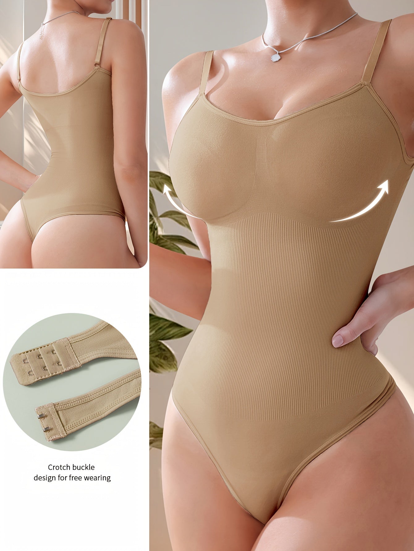 Breathable & Comfortable High-Waisted Bodysuit - Women's Seamless Shaping Cinched Waist Zipper - Stretchy & Supportive