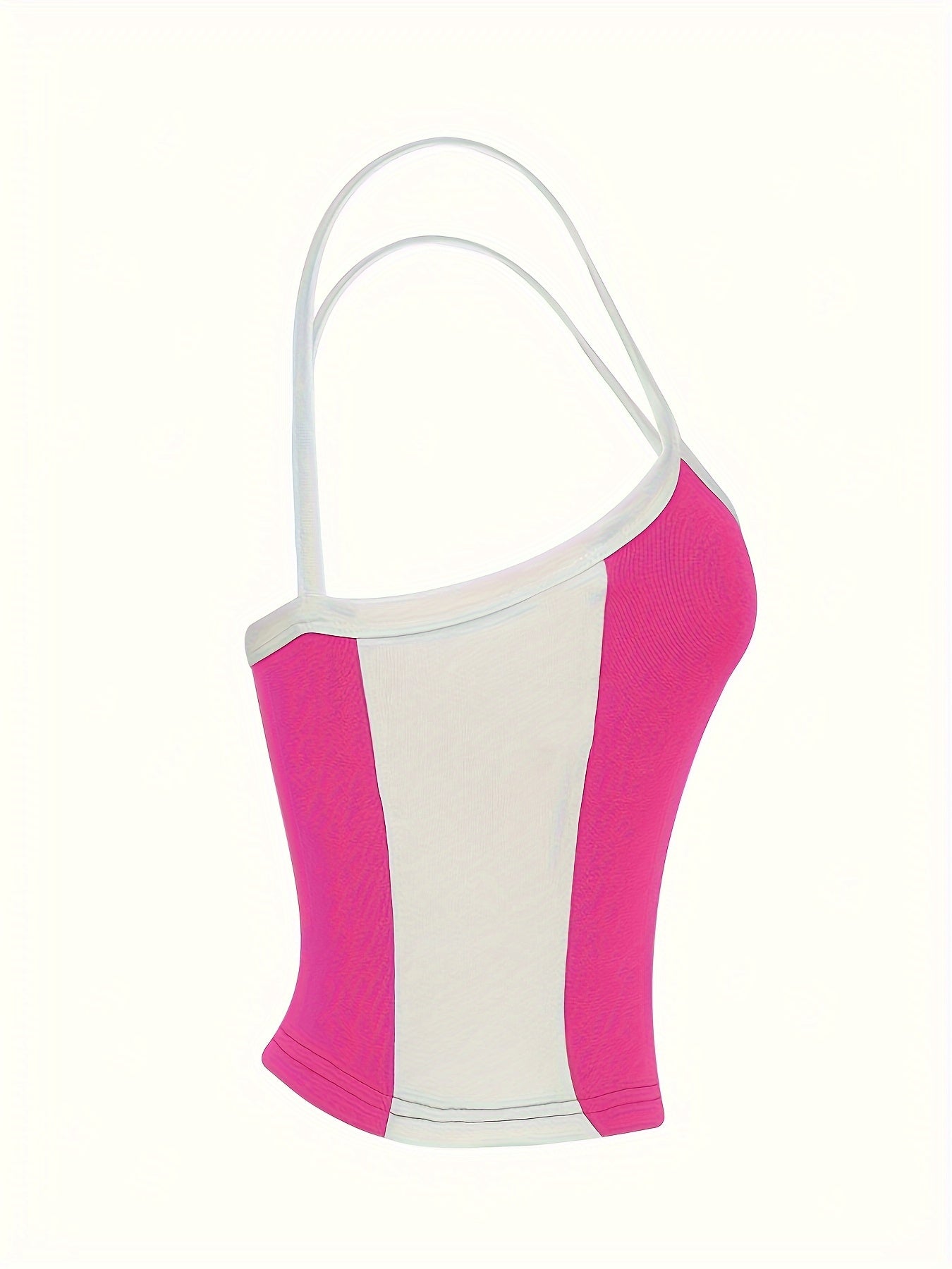 1pc Women'S Summer Solid Color Round Neck Tank Top, Polyester Knit Camisole with Shoulder Straps, Young Style Sleeveless Shirt