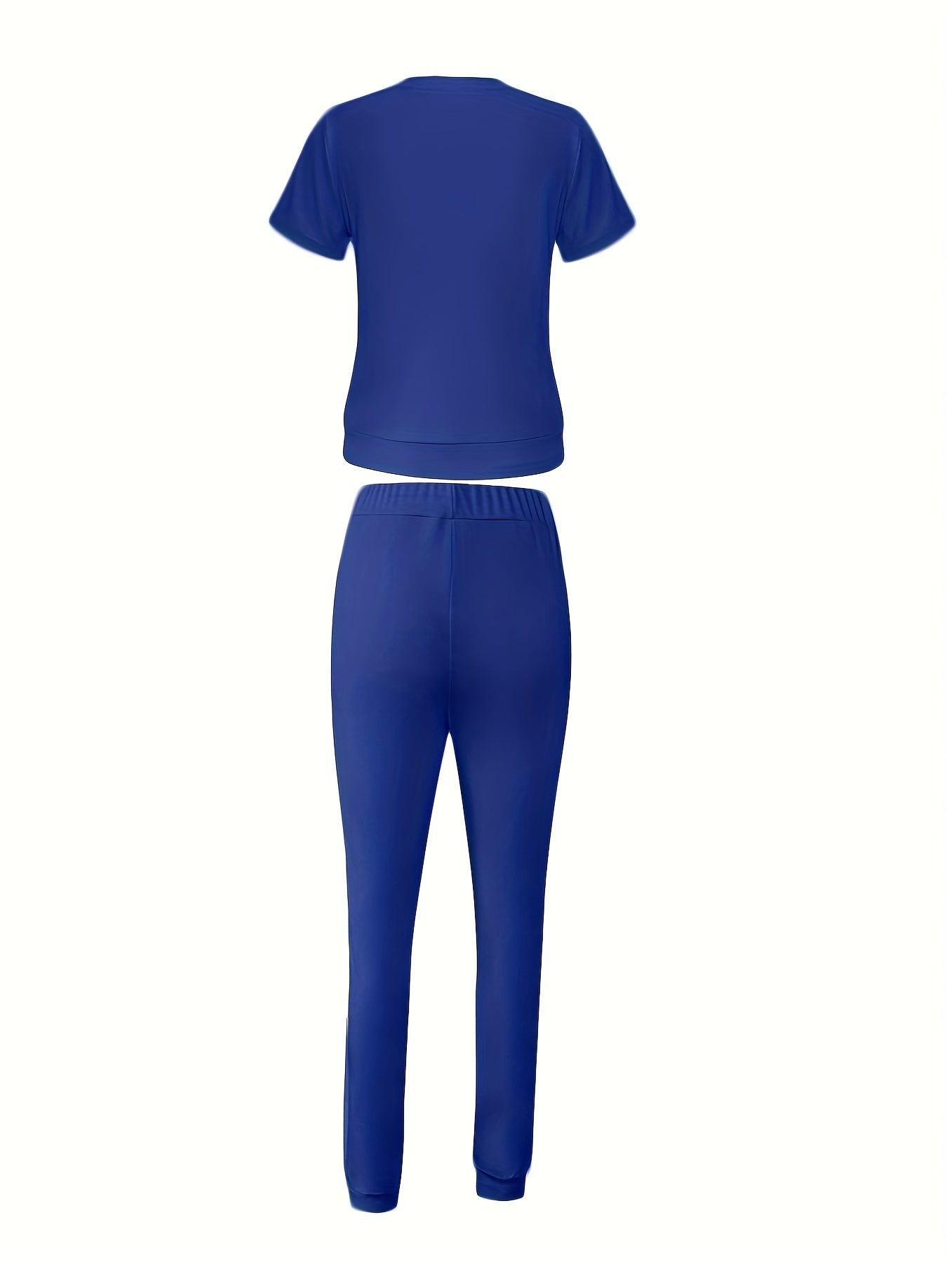 Casual Letter Print Two-piece Set, Short Sleeve T-shirt & Side Striped Pants Outfits, Women's Clothing