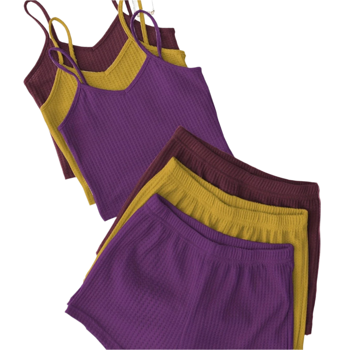 3-Pack Women's Lounge Sets – V-Neck Cami Tops & Elastic Waist Shorts, Backless Solid Color Two-Piece Outfits for Everyday Comfort