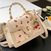 Fashionable High-End PU Tote Bag with Versatile Square Shape and Cute Cherry Print, Perfect for Shopping, Dating Or Cross-Body for Girls., Kawaii Cherry Elements