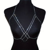 Women's Boho-Chic Crystal Body Chain - Cross Chest Design, Artificial Crystal, Perfect for Valentine's Day & Vacation | Glamorous & Sexy | Party-Ready Accessory