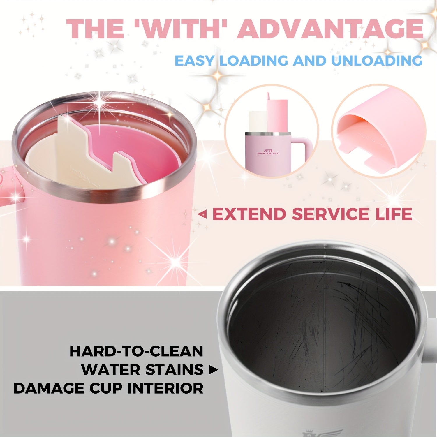 Cup 2-in-1 Drink Separator Silicone Liner, Compatible with Cup 40oz, Accessory, Reusable Liner for Party, Leisure, Outdoor, Office