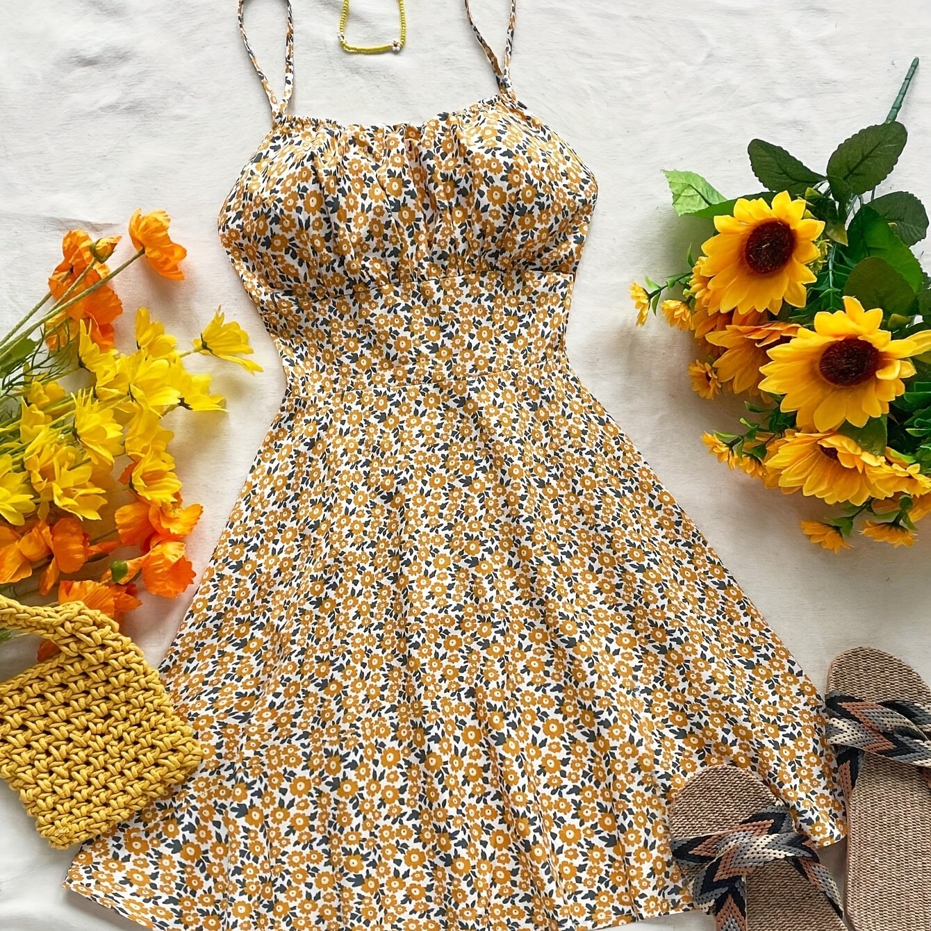Sexy Floral Halter Suspender Mini Dress for Women - Backless with Bow Detail, Flared Silhouette, Polyester Blend, Perfect for Summer Vacations, Vacation Dress|Floral Halter Dress|Backless Dress