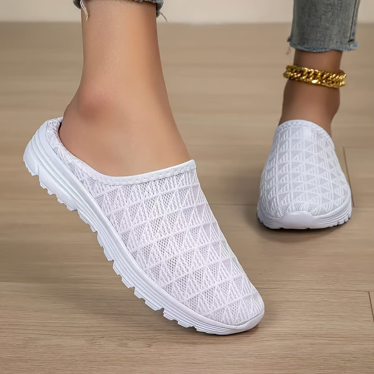 [Lightweight Slip-On Sneakers] Quanzhou Shoes Women's Lightweight Breathable Knit Slip-On Sneakers - Pink, All-Season Casual Walking Shoes with Stability Support, Fabric Upper & MD Sole, Everyday Footwear | Comfortable Wear |