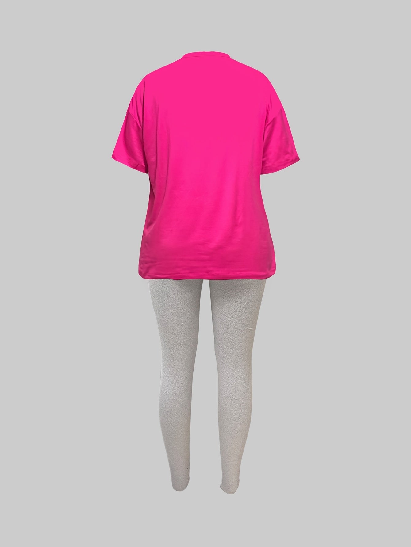 love graphic print two piece set, short sleeves T-shirt & Leggings, Women's clothing