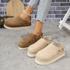 Cross-border Large Size Bag Head Bucken Half-Drag Velvet Double Layer Heightening Outdoor Magic Thick Sole Women's Slippers