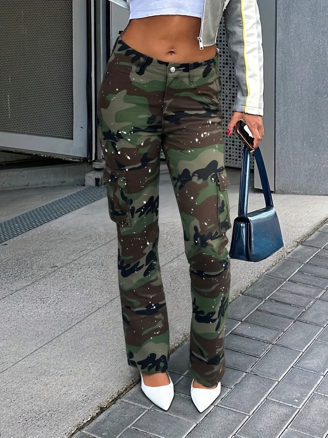 Women'S Loose Workwear Straight Leg Jeans, Suitable For All Seasons, Hit In The Middle Waist
