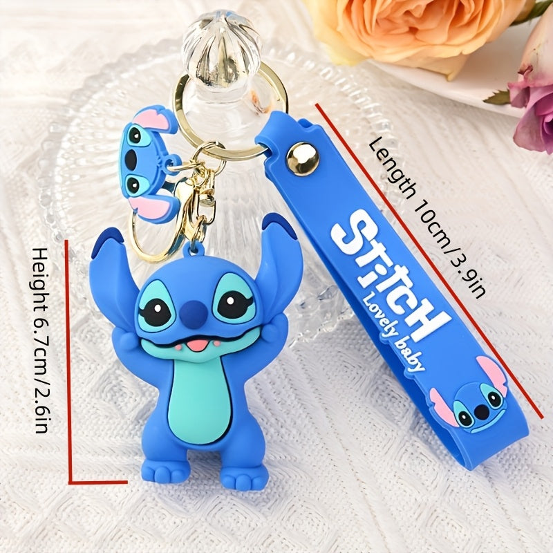 A New Disney Stitch Keychain Figure, Creatively Designed, Featuring a Cute Silicone Stitch Pendant. It Makes a Perfect Gift for Family, Friends, Or Your Significant Other for Occasions Like Easter, Valentine'S Day, Or Birthda