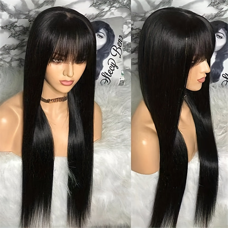 [ Items For The Season Change]Human Hair Wigs With Bangs Ready To GO Glueless Straight Wigs For Beginners Women 100% Brazilian Human Hair