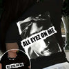 1pc Women'S Casual Crew Neck T-Shirt with Portrait Print, Polyester Knit Fabric, Regular Length, All Season Short Sleeve Tee - "All Eyez on Me" Graphic