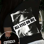 1pc Women'S Casual Crew Neck T-Shirt with Portrait Print, Polyester Knit Fabric, Regular Length, All Season Short Sleeve Tee - "All Eyez on Me" Graphic