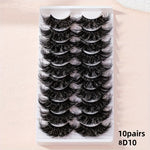 10 Pairs 25mm Super Fluffy False Eyelashes, Artificial Mink Thick Volume Lashes, Natural Looking 8D Dramatic Extension, Long-Lasting, Eye-Catching Shine, Unscented Pair - Beauty Enhancing Fake Lashes